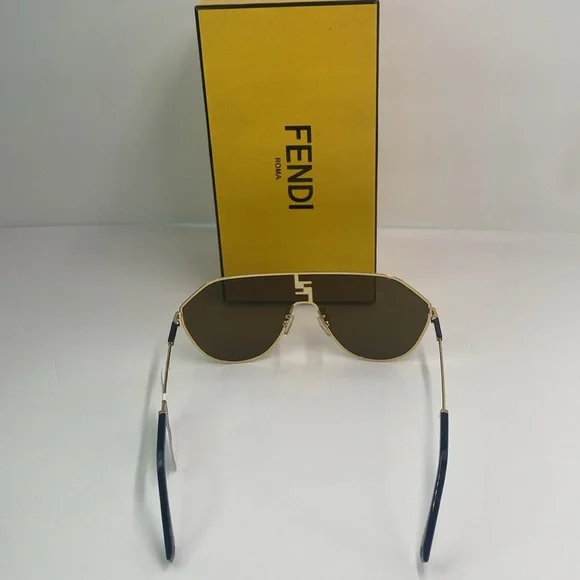 💯- New Original Fendi FE40080U round sunglasses Shiny endura gold / brown